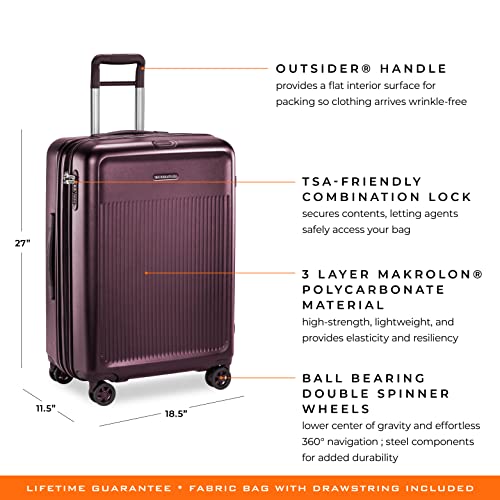 Briggs & Riley Sympatico Hardside Medium Spinner Luggage, Plum - Briggs & Riley Sympatico Hardside Medium Spinner Luggage, Plum - Travelking