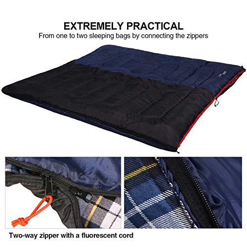REDCAMP Outdoors Cotton Flannel Sleeping bag for Camping - REDCAMP Outdoors Cotton Flannel Sleeping bag for Camping - Travelking