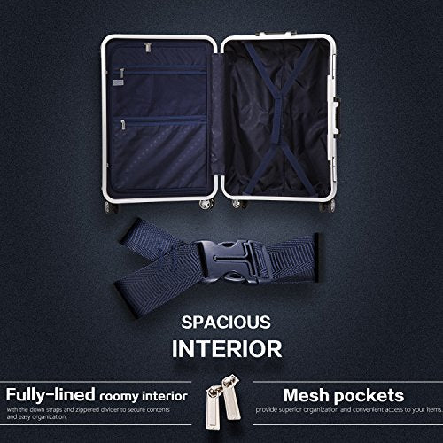 Coolife Luggage Aluminium Frame Suitcase TSA Lock - Blue - Coolife Luggage Aluminium Frame Suitcase TSA Lock - Blue - Travelking
