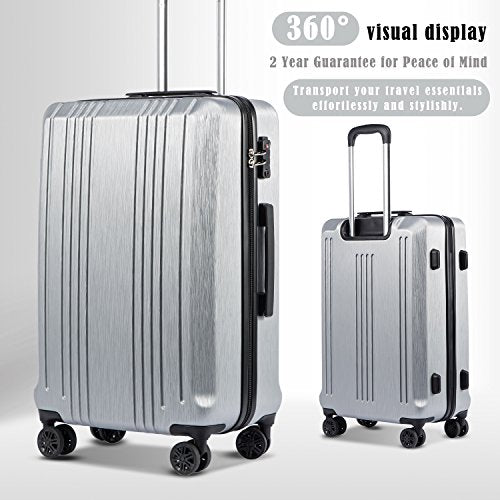 Coolife Luggage PC+ABS 3 Piece Set with TSA Lock - New Silver - Coolife Luggage PC+ABS 3 Piece Set with TSA Lock - New Silver - Travelking