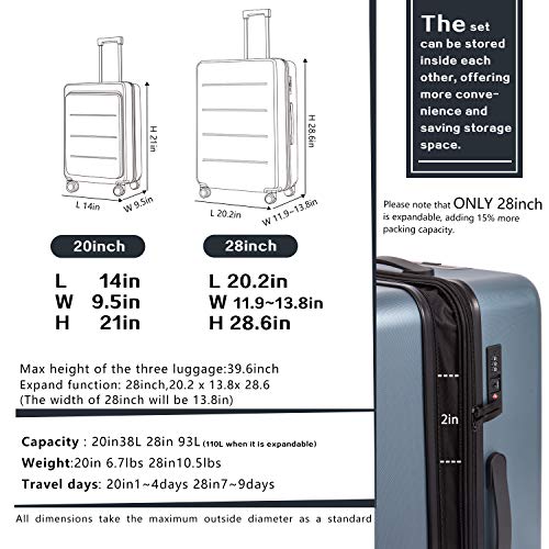 COOLIFE Luggage Suitcase Carry On ABS+PC Spinner - Sakura Pink - COOLIFE Luggage Suitcase Carry On ABS+PC Spinner - Sakura Pink - Travelking