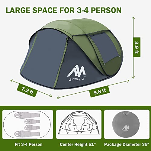 AYAMAYA Pop Up Tent 4 Person Tents for Camping with Skylight - AYAMAYA Pop Up Tent 4 Person Tents for Camping with Skylight - Travelking