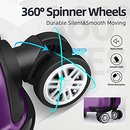 SHOWKOO 3 Piece Expandable Luggage Set - with TSA Lock - Purple - SHOWKOO 3 Piece Expandable Luggage Set - with TSA Lock - Purple - Travelking