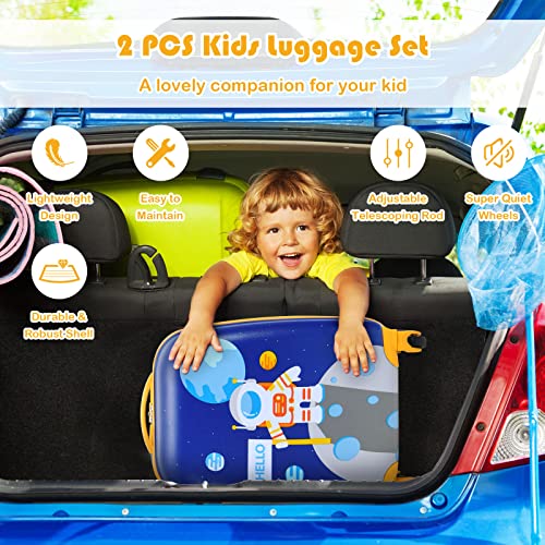 Goplus 2PC Kids, Carry On Lightweight Spinner Suitcases, Astronaut - Goplus 2PC Kids, Carry On Lightweight Spinner Suitcases, Astronaut - Travelking