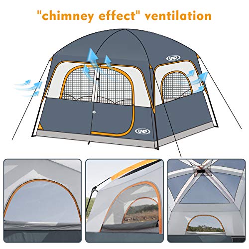 UNP Tents 6 Person Waterproof Windproof Easy Setup, Double Layer, Grey - UNP Tents 6 Person Waterproof Windproof Easy Setup, Double Layer, Grey - Travelking