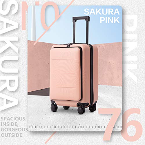 COOLIFE Luggage Suitcase Carry On ABS+PC Spinner - Sakura Pink - COOLIFE Luggage Suitcase Carry On ABS+PC Spinner - Sakura Pink - Travelking