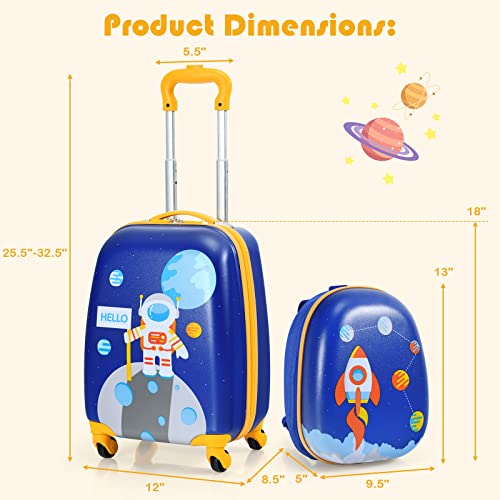Goplus 2PC Kids, Carry On Lightweight Spinner Suitcases, Astronaut - Goplus 2PC Kids, Carry On Lightweight Spinner Suitcases, Astronaut - Travelking
