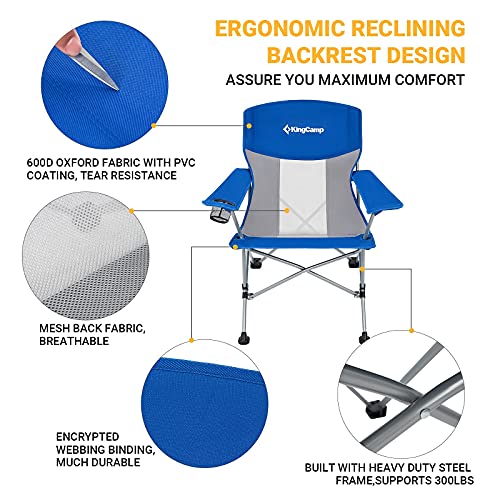 KingCamp KC2106 USVC2 Camp Chair, Standard, Blue/Grey 1 Pack - KingCamp KC2106 USVC2 Camp Chair, Standard, Blue/Grey 1 Pack - Travelking