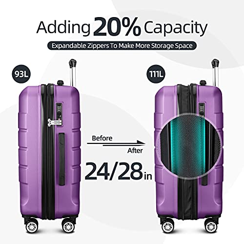 SHOWKOO 3 Piece Expandable Luggage Set - with TSA Lock - Purple - SHOWKOO 3 Piece Expandable Luggage Set - with TSA Lock - Purple - Travelking
