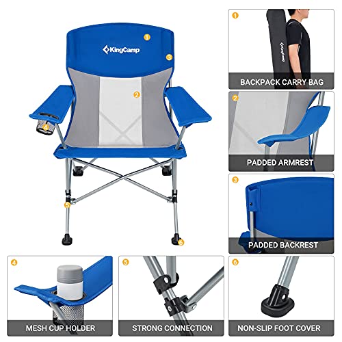 KingCamp KC2106 USVC2 Camp Chair, Standard, Blue/Grey 1 Pack - KingCamp KC2106 USVC2 Camp Chair, Standard, Blue/Grey 1 Pack - Travelking