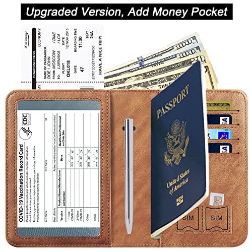 Passport and Vaccine Card Holder Combo Passport Holder, Brown - Passport and Vaccine Card Holder Combo Passport Holder, Brown - Travelking