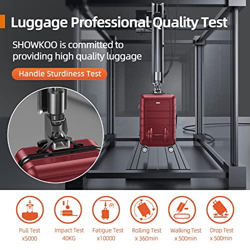 SHOWKOO Luggage PC+ABS Durable Expandable Hardside Suitcase, Wine Red - SHOWKOO Luggage PC+ABS Durable Expandable Hardside Suitcase, Wine Red - Travelking