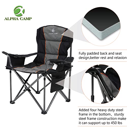 ALPHA CAMP Oversized Camping Folding Chair - Heavy Duty - ALPHA CAMP Oversized Camping Folding Chair - Heavy Duty - Travelking