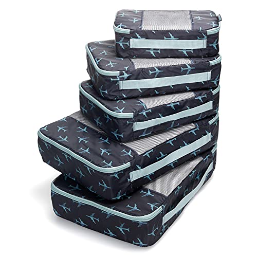 TravelWise Packing Cubes, Navy Airplanes Set - TravelWise Packing Cubes, Navy Airplanes Set - Travelking
