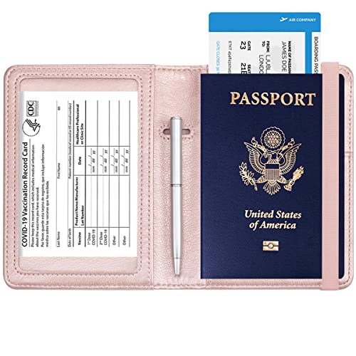 Passport and Vaccine Card Holder Combo - HOTCOOL Leather RFID - Passport and Vaccine Card Holder Combo - HOTCOOL Leather RFID - Travelking