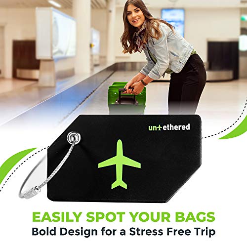 Untethered Luggage Tag Set | 4 Pack Flexible & Bright Silicone - Untethered Luggage Tag Set | 4 Pack Flexible & Bright Silicone - Travelking