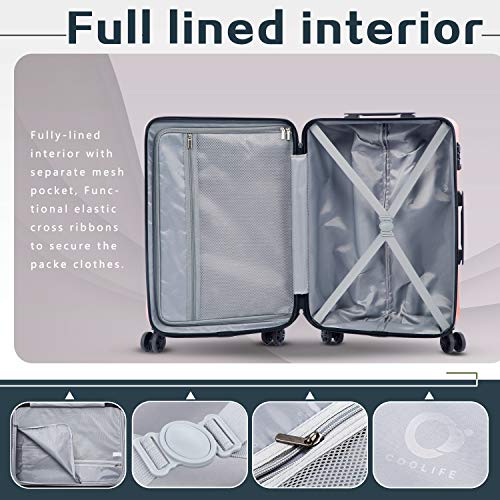 Coolife Luggage PC+ABS 3 Piece Set with TSA Lock - New Silver - Coolife Luggage PC+ABS 3 Piece Set with TSA Lock - New Silver - Travelking