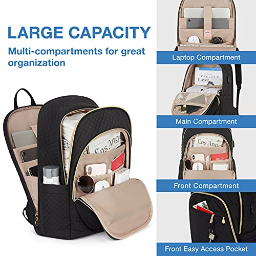 Black Laptop Backpack for Women for Business, College and Travel - Black Laptop Backpack for Women for Business, College and Travel - Travelking