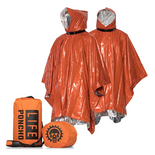 Emergency Survival Life Poncho - 2 Thermal Mylar Space Blanket - Orange - Emergency Survival Life Poncho - 2 Thermal Mylar Space Blanket - Orange - Travelking