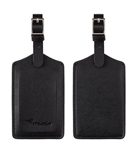 4 Pack Leather Luggage Travel Bag Tags by Travelambo Black - 4 Pack Leather Luggage Travel Bag Tags by Travelambo Black - Travelking