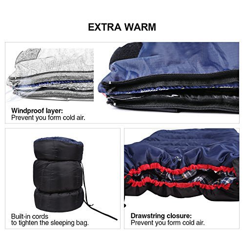 REDCAMP Outdoors Cotton Flannel Sleeping bag for Camping - REDCAMP Outdoors Cotton Flannel Sleeping bag for Camping - Travelking