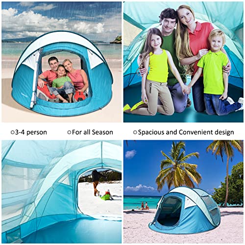 Sunnychic Double Layer 4 Person Easy Pop Up Camping Tent - Sunnychic Double Layer 4 Person Easy Pop Up Camping Tent - Travelking