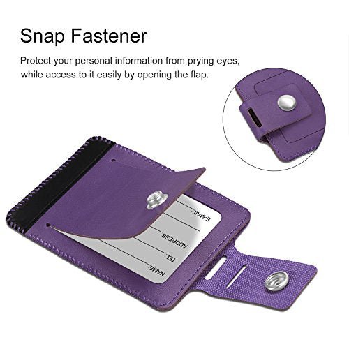 2 Pack Luggage Tags - (Genuine Leather-Purple) - 2 Pack Luggage Tags - (Genuine Leather-Purple) - Travelking