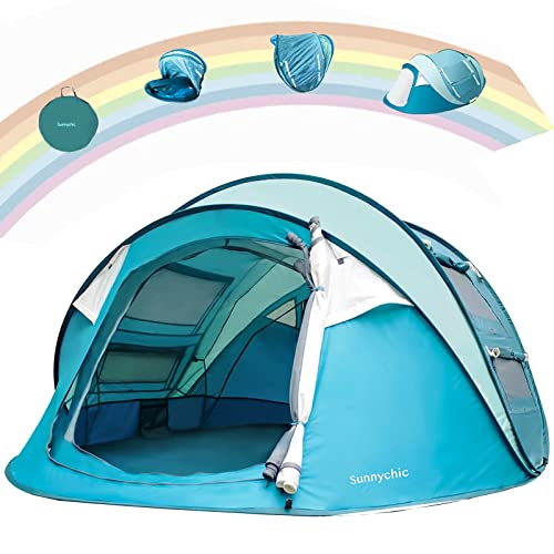 Sunnychic Double Layer 4 Person Easy Pop Up Camping Tent - Sunnychic Double Layer 4 Person Easy Pop Up Camping Tent - Travelking