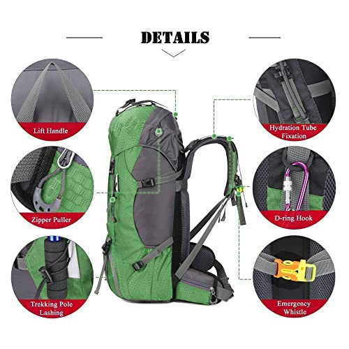 60L Waterproof Lightweight Hiking Backpack with Rain Cover - 60L Waterproof Lightweight Hiking Backpack with Rain Cover - Travelking
