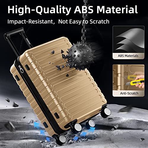 SHOWKOO Luggage Sets Expandable ABS Hardshell 3pcs Clearance, Gold - SHOWKOO Luggage Sets Expandable ABS Hardshell 3pcs Clearance, Gold - Travelking