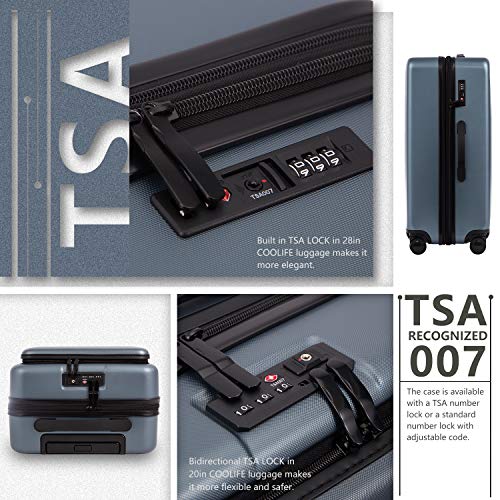 COOLIFE 2 Piece Luggage Set - ABS+PC - Night Navy - COOLIFE 2 Piece Luggage Set - ABS+PC - Night Navy - Travelking