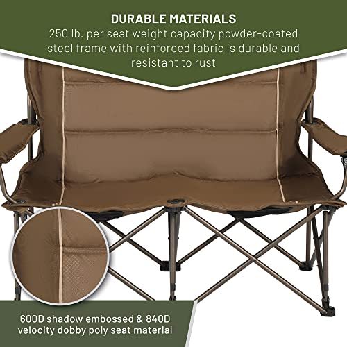 Timber Ridge Spruce 2-Person Folding Loveseat, Earth Brown - Timber Ridge Spruce 2-Person Folding Loveseat, Earth Brown - Travelking
