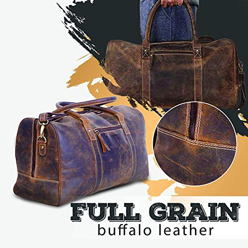 KomalC Leather Travel Duffle Bag Full Grain Leather Overnight - KomalC Leather Travel Duffle Bag Full Grain Leather Overnight - Travelking