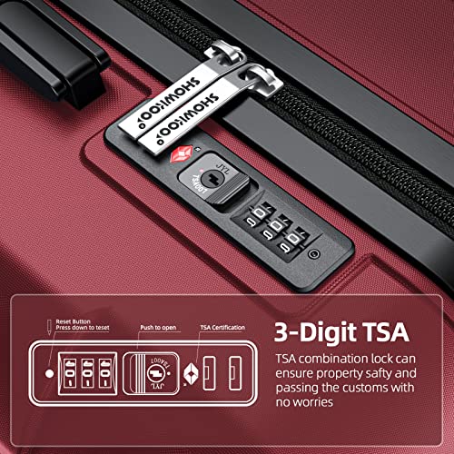 SHOWKOO Luggage PC+ABS Durable Expandable Hardside Suitcase, Wine Red - SHOWKOO Luggage PC+ABS Durable Expandable Hardside Suitcase, Wine Red - Travelking