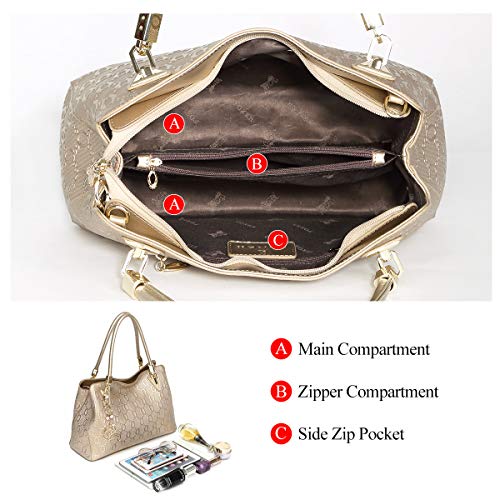 FOXER Leather Handbags for Women, Cow Leather Lock, Gold - FOXER Leather Handbags for Women, Cow Leather Lock, Gold - Travelking