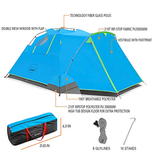 KAZOO 2／4 Person Camping Tent Outdoor Waterproof Family Large - KAZOO 2／4 Person Camping Tent Outdoor Waterproof Family Large - Travelking
