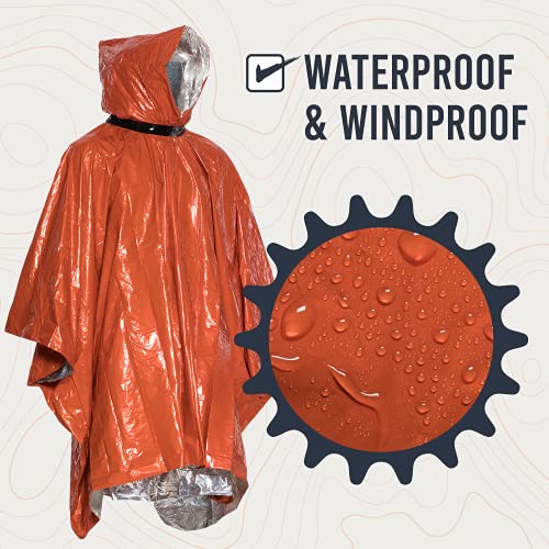 Emergency Survival Life Poncho - 2 Thermal Mylar Space Blanket - Orange - Emergency Survival Life Poncho - 2 Thermal Mylar Space Blanket - Orange - Travelking