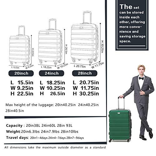 Coolife Luggage 3 Piece Set Suitcase Spinner Hardshell Lightweight TSA Lock 4 PC. - Coolife Luggage 3 Piece Set Suitcase Spinner Hardshell Lightweight TSA Lock 4 PC. - Travelking