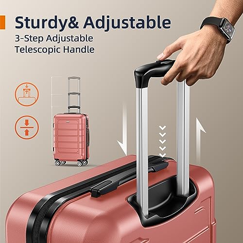 SHOWKOO Luggage Sets Expandable PC+ABS Durable Suitcase Set, Rose Gold - SHOWKOO Luggage Sets Expandable PC+ABS Durable Suitcase Set, Rose Gold - Travelking