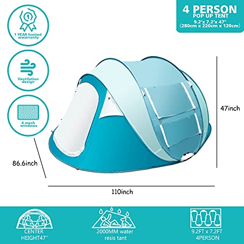 Sunnychic Double Layer 4 Person Easy Pop Up Camping Tent - Sunnychic Double Layer 4 Person Easy Pop Up Camping Tent - Travelking