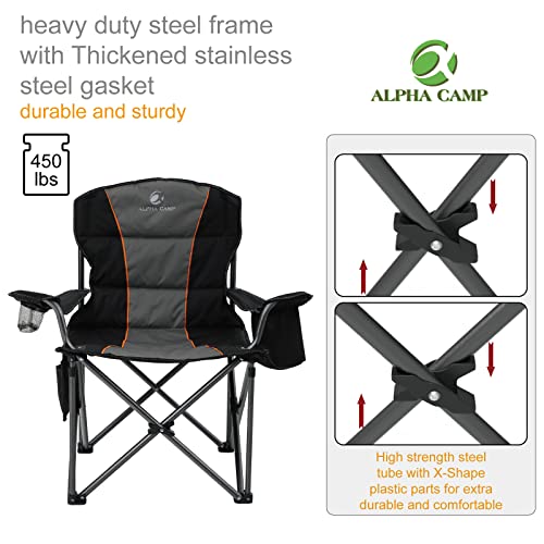 ALPHA CAMP Oversized Camping Folding Chair - Heavy Duty - ALPHA CAMP Oversized Camping Folding Chair - Heavy Duty - Travelking