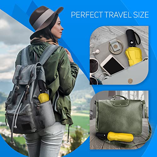 Rain-Mate Compact Travel Umbrella - Auto Open and Close - Yellow - Rain-Mate Compact Travel Umbrella - Auto Open and Close - Yellow - Travelking