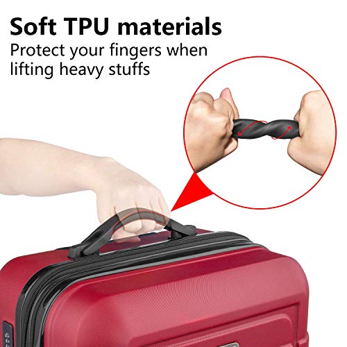 SHOWKOO 3 Piece Expandable Luggage Set  with TSA Lock - Red Wine - SHOWKOO 3 Piece Expandable Luggage Set  with TSA Lock - Red Wine - Travelking