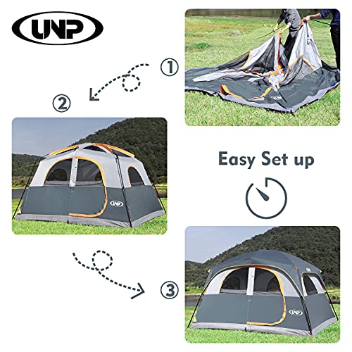 UNP Tents 6 Person Waterproof Windproof Easy Setup, Double Layer, Grey - UNP Tents 6 Person Waterproof Windproof Easy Setup, Double Layer, Grey - Travelking