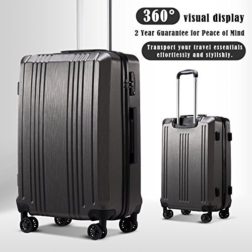 Coolife Luggage Suitcase PC+ABS with TSA Lock - Carry On - Grey - Coolife Luggage Suitcase PC+ABS with TSA Lock - Carry On - Grey - Travelking