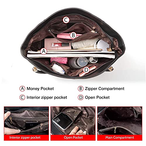 FOXER Large Leather Tote Handbags for Women, Split Cowhide, Rose Gold - FOXER Large Leather Tote Handbags for Women, Split Cowhide, Rose Gold - Travelking