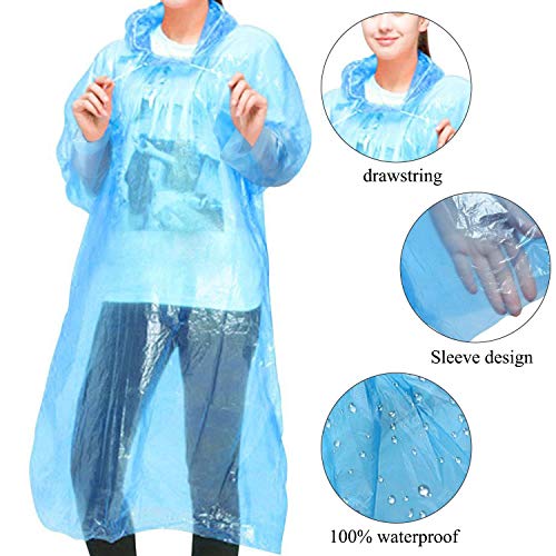 Rain Ponchos for Kids and Adults, Disposable Emergency Rain Ponchos - Rain Ponchos for Kids and Adults, Disposable Emergency Rain Ponchos - Travelking