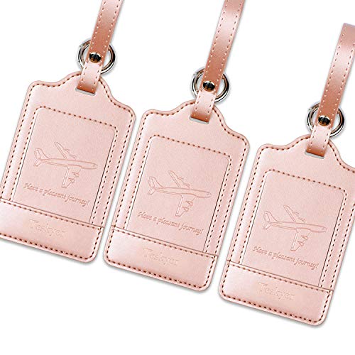 Teskyer Luggage Tags, 3 Pack PU Leather, Privacy Protection - Teskyer Luggage Tags, 3 Pack PU Leather, Privacy Protection - Travelking