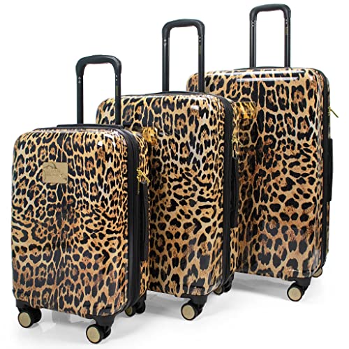 Badgley Mischka Leopard 3 Piece Expandable Luggage Set - Badgley Mischka Leopard 3 Piece Expandable Luggage Set - Travelking
