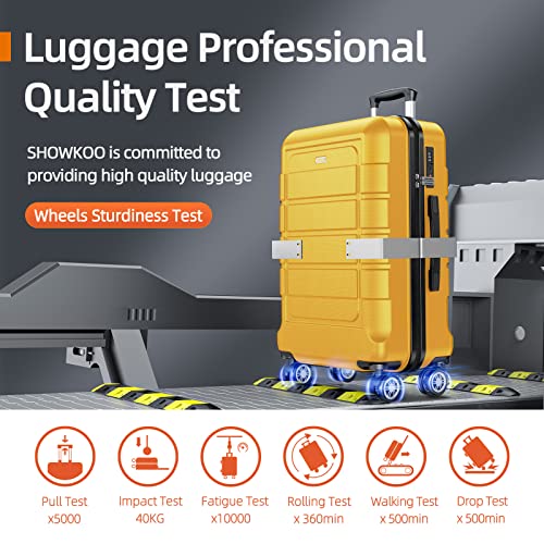 SHOWKOO Luggage Set Expandable PC+ABS Durable 3 PC - Yellow - SHOWKOO Luggage Set Expandable PC+ABS Durable 3 PC - Yellow - Travelking